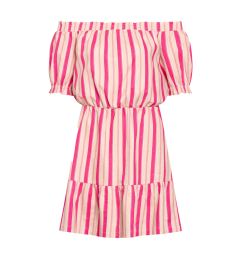 Снимка на Pink striped linen dress with exposed shoulders ORSAY - Women