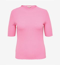 Снимка на Pink Women's Ribbed T-Shirt ONLY CARMAKOMA Ally - Women