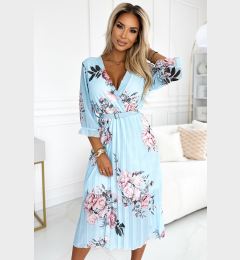 Снимка на Pleated midi dress with a neckline and belt Numoco