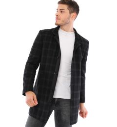 Снимка на PLT8327 DEWBERRY MEN'S COAT-PATTERNED BLACK