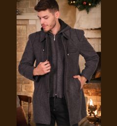 Снимка на PLT8335 DEWBERRY MEN'S COAT-DIAGONAL ANTHRACITE-BLACK