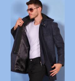 Снимка на PLT8335 DEWBERRY MEN'S COAT-DIAGONAL BLUE-BLACK