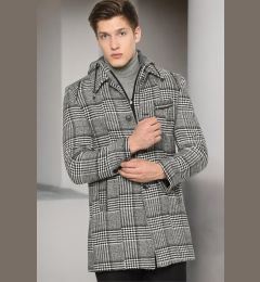 Снимка на PLT8335 DEWBERRY MEN'S COAT-LIGHT PATTERNED BLACK
