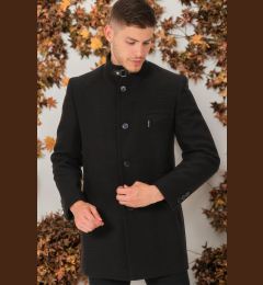 Снимка на PLT8367 DEWBERRY MEN'S COAT-DARK PLAIN BLACK