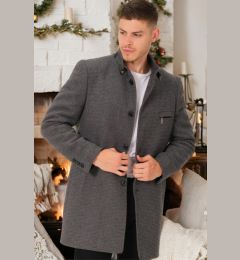 Снимка на PLT8367 DEWBERRY MEN'S COAT-PLAIN LIGHT GREY