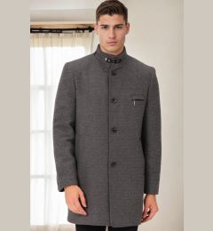 Снимка на PLT8367 DEWBERRY MEN'S COAT-STRAIGHT GREY-2