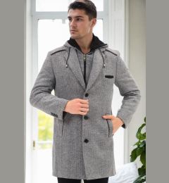 Снимка на PLT8371 DEWBRRY MEN'S COAT-DIAGONAL BLACK-GREY-2