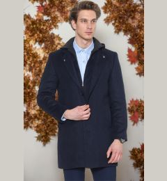Снимка на PLT8376 DEWBERRY MEN'S COAT-DARK NAVY BLUE