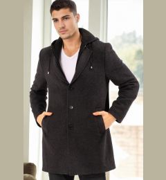 Снимка на PLT8376 DEWBERRY MEN'S COAT-PATTERNED LIGHT BLACK