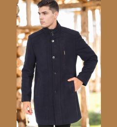 Снимка на PLT8386 DEWBERRY MEN'S COAT-DIAGONAL DARK NAVY BLUE-3