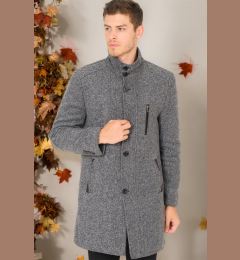 Снимка на PLT8386 DEWBERRY MEN'S COAT-DIAGONAL LIGHT BLACK-GREY