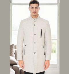 Снимка на PLT8386 DEWBERRY MEN'S COAT-PATTERNED LIGHT GREY-2
