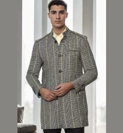 Снимка на PLT8391 DEWBERRY MEN'S COAT-PLAID GREY-2