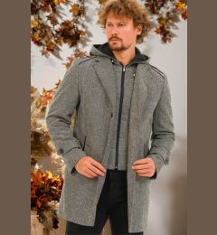 Снимка на PLT8401 DEWBERRY MEN'S COAT-LIGHT DIAGONAL GREY