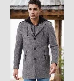Снимка на PLT8406 DEWBERRY MEN'S COAT-PATTERNED GREY-5