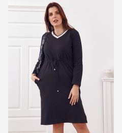 Снимка на Plus Size dress with tie in black waist