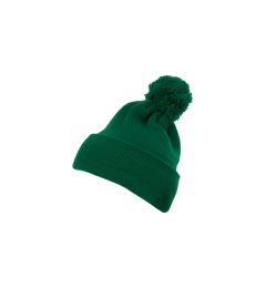 Снимка на Pom Pom Knit hat with cuff spruce green