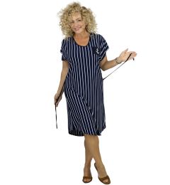 Снимка на Pri Navy striped midi dress with waist tie MARINA