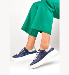 Снимка на primohurt Granatowe buty sportowe damskie ze skóry naturalnej