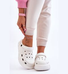 Снимка на PS1 Дамска дунапренена платформа Crocs White Beckett