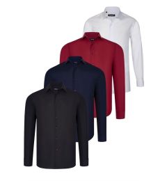Снимка на QUAD SET G726 DEWBERRY SHIRT-BLACK-WHITE-NAVY BLUE-BURGUNDY