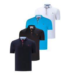 Снимка на QUAD SET T8582 DEWBERRY MENS T-SHIRT-BLACK-WHITE-NAVY BLUE-DARK TURQUOISE