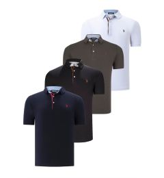 Снимка на QUAD SET T8582 DEWBERRY MENS T-SHIRT-BLACK-WHITE-NAVY BLUE-KHAKI
