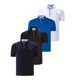 Снимка на QUAD SET T8582 DEWBERRY MENS T-SHIRT-BLACK-WHITE-NAVY BLUE-SAKS