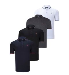 Снимка на QUADRUPLE SET T8586 DEWBERRY MEN'S T-SHIRT-BLACK-WHITE-NAVY-ANTHRACITE