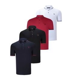 Снимка на QUADRUPLE SET T8586 DEWBERRY MEN'S T-SHIRT-BLACK-WHITE-NAVY-BURGUNDY