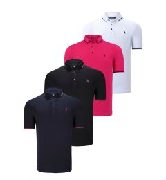 Снимка на QUADRUPLE SET T8586 DEWBERRY MEN'S T-SHIRT-BLACK-WHITE-NAVY-FUCHSIA