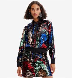 Снимка на Red and black women's bomber jacket with sequins Desigual Sequin - Women's