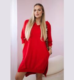 Снимка на Red hooded dress with a long back