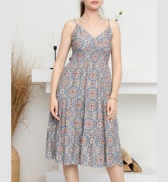 Снимка на Resti Beige and blue women's summer dress with print - Clothing