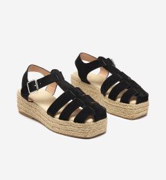Снимка на Resti Black eco-suede women's sandals on the Keniso platform - Footwear
