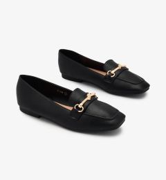 Снимка на Resti Black women's moccasins with gold embellishment Olerika