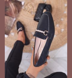 Снимка на Resti Black women's moccasins with gold embellishment Suletta- Footwear