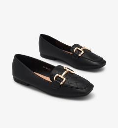 Снимка на Resti Black women's quilted moccasins with gold embellishment Wetifa