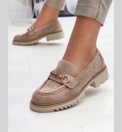 Снимка на Resti Light brown openwork women's moccasins with chain Imerila