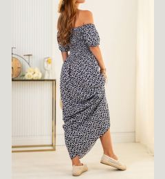 Снимка на Resti Patterned navy blue women's midi dress - Clothing