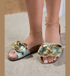 Снимка на Resti Women's green slippers with decoration at Fixci- Footwear