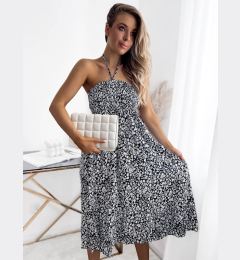 Снимка на Resti Women's navy blue and white print midi dress PLUS SIZE- Clothing