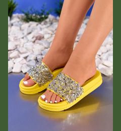 Снимка на Resti Yellow women's slippers with cubic zirconias Onesti - Footwear