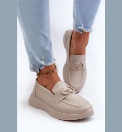 Снимка на S. BARSKI Дамски кожени мокасини на платформа Бежови S.Barski LR490