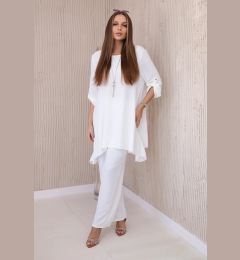 Снимка на Set blouse + trousers with ecru pendant