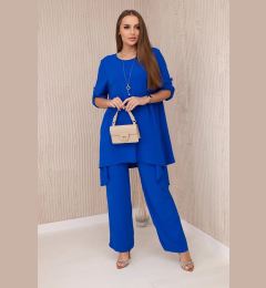 Снимка на Set blouse + trousers with pendant cornflower blue