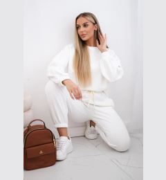 Снимка на Set of cotton sweatshirt with longer back + ecru pants