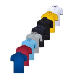 Снимка на SET OF EIGHT T8586 DEWBERRY MEN'S T-SHIRT-BLACK-WHITE-NAVY-BURGUNDY-GREY-LIGHT BLUE-YELLOW-SAKS