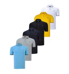 Снимка на SET OF SIX T8586 DEWBERRY MEN'S T-SHIRT-BLACK-WHITE-NAVY-GREY-LIGHT BLUE-YELLOW