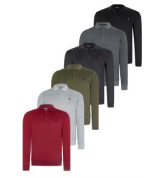 Снимка на SET OF SIX V4007 DEWBERRY MEN'S SWEATSHIRT-BLACK-NAVY-ANTHRACITE-GREY-BURGUNDY-KHAKI